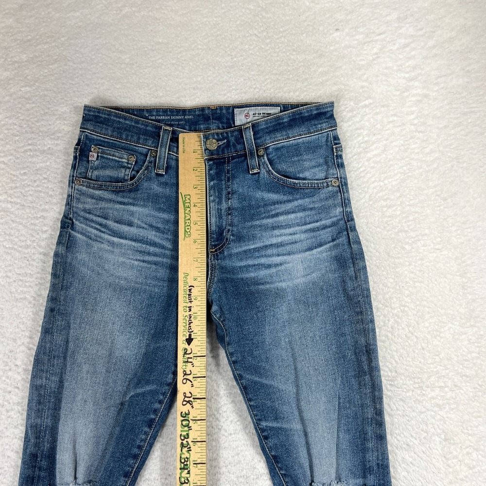 AG Jeans Womens 26R (27x28) The Farrah Skinny Ankle High Rise Blue Distressed - Picture 2 of 9